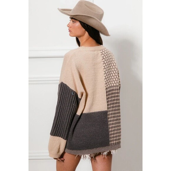 BIBI Mixed Pattern Block Sweater - Picture 3 of 3